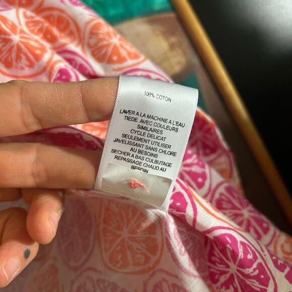 Foxcroft Pink and Orange Citrus Print Blouse 6P - Picture 13 of 14